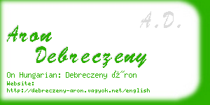 aron debreczeny business card